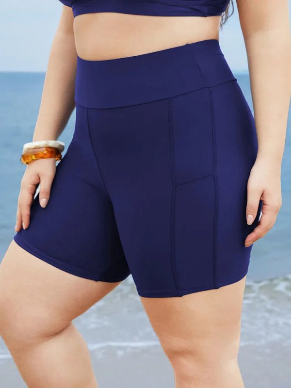 Solid Wideband Waist Swim Shorts