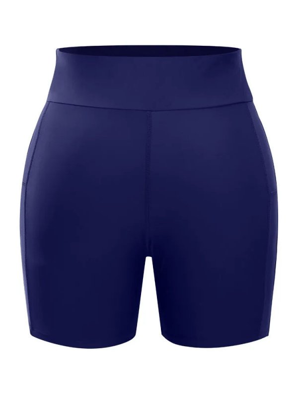 Solid Wideband Waist Swim Shorts
