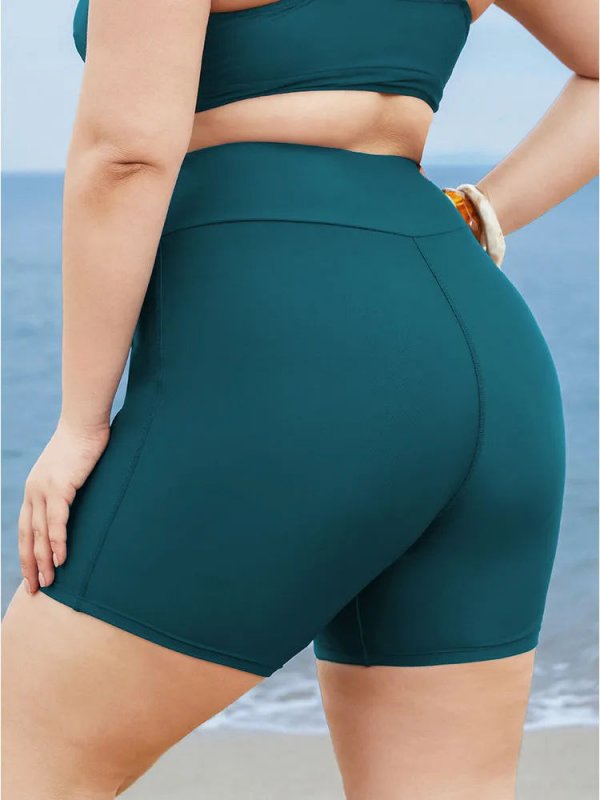 Solid Wideband Waist Swim Shorts
