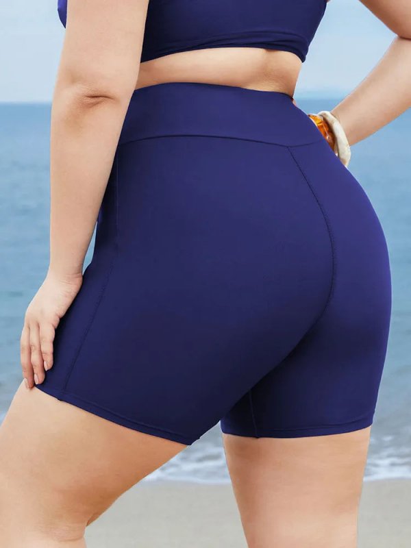 Solid Wideband Waist Swim Shorts