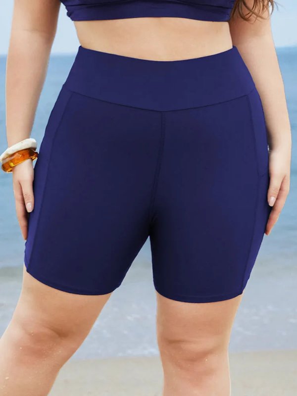 Solid Wideband Waist Swim Shorts