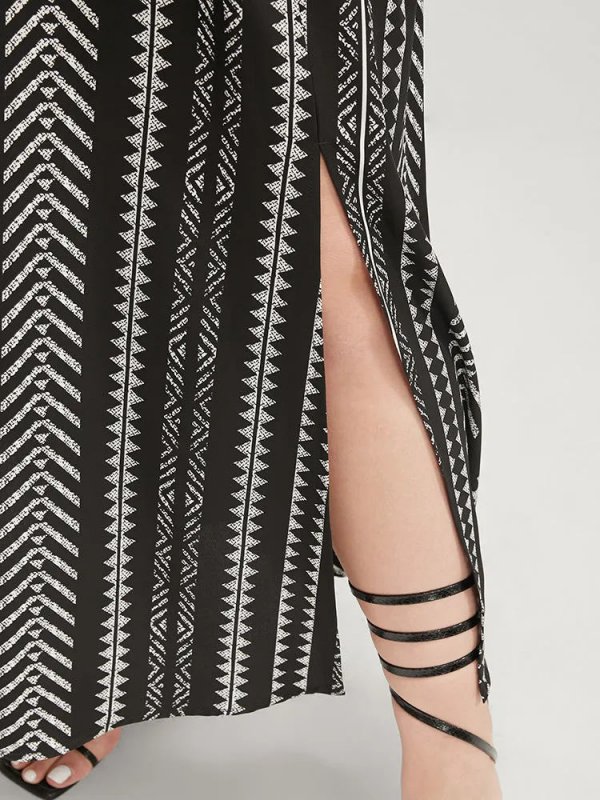 Solid Geometric Dolman Sleeve Pocket Shirred Split Hem Dress