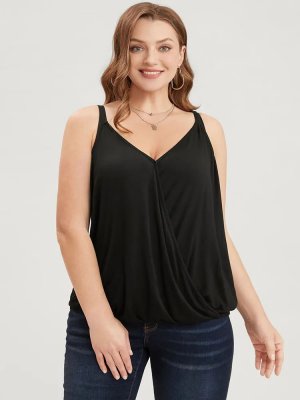 Plain Surplice Neck Sleeveless Cami Top
